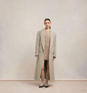 Ami Paris Double Breasted Oversized Coat Clay | PMNS2495